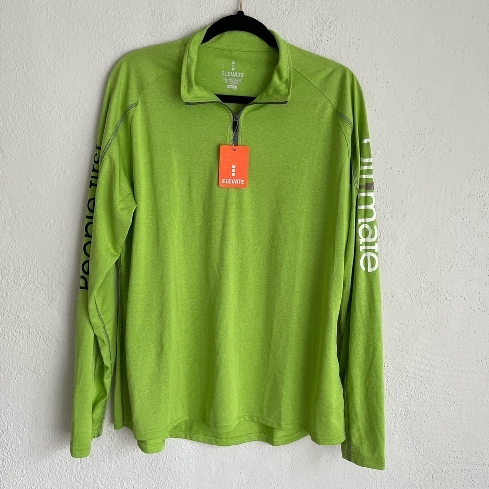 Elevate Woman Green Long Sleeve Hafe Zip Activewear, Size XL